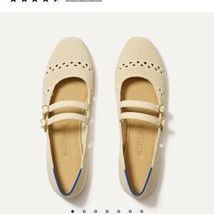 Rothy's Cream Flats with Perforated Design and Strap